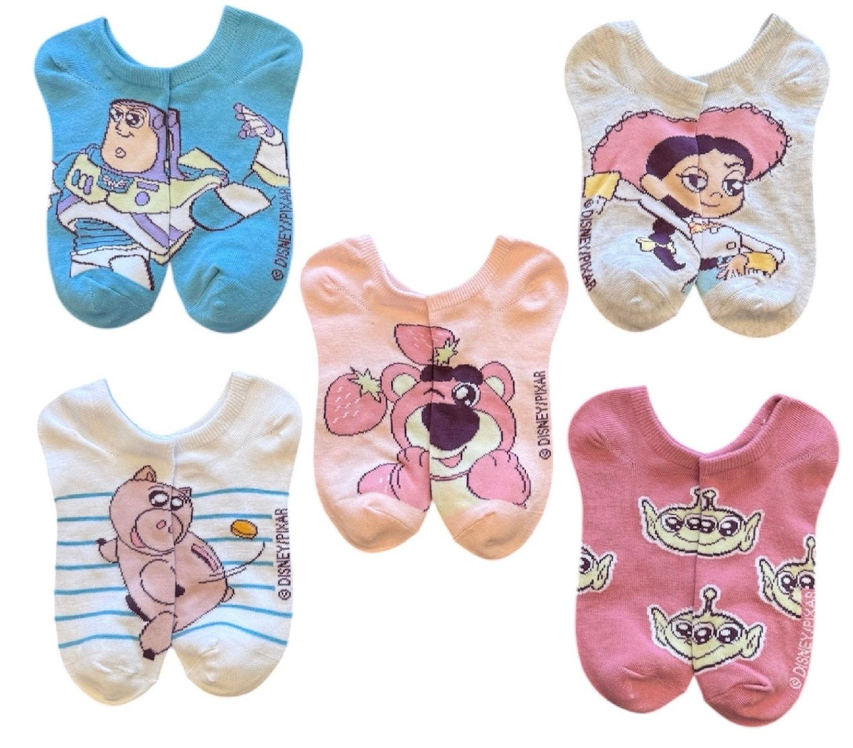 Disney TOY STORY Ladies 5 Pair Of No Show Socks JESSIE, WOODY & HAMM THE PIG (Choose Style)