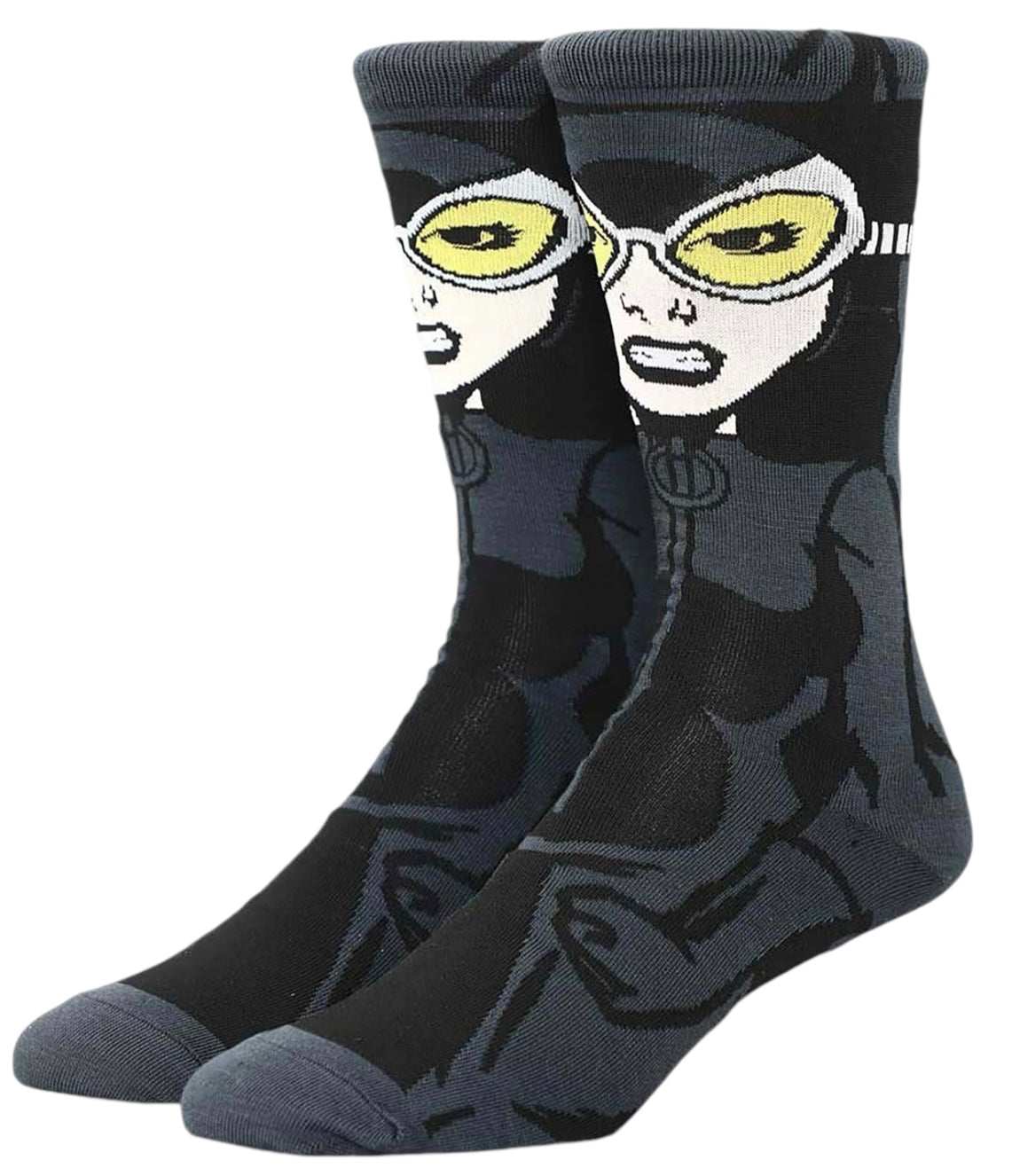 DC COMICS BATMAN Men’s CATWOMAN 360 Crew Socks BIOWORLD Brand THE BATMAN - Novelty Socks And Slippers