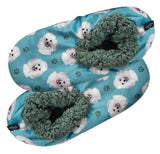 COMFIES BRAND Ladies POODLE DOG (WHITE) Non-Skid Slippers - Novelty Socks And Slippers