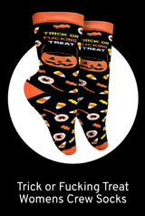 TRICK OR FUCKING TREAT Ladies HALLOWEEN Socks GROOVY THINGS Brand - Novelty Socks And Slippers