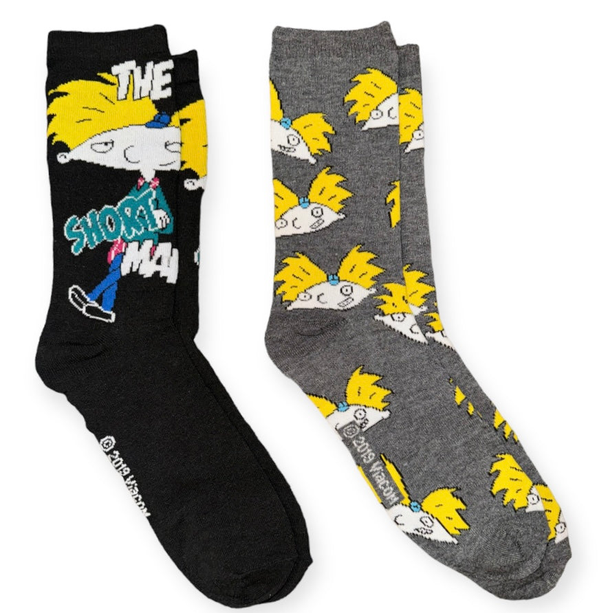 HEY ARNOLD Men’s 2 Pair Of Socks ‘THE SHORT MAN’ NICKELODEON - Novelty Socks And Slippers
