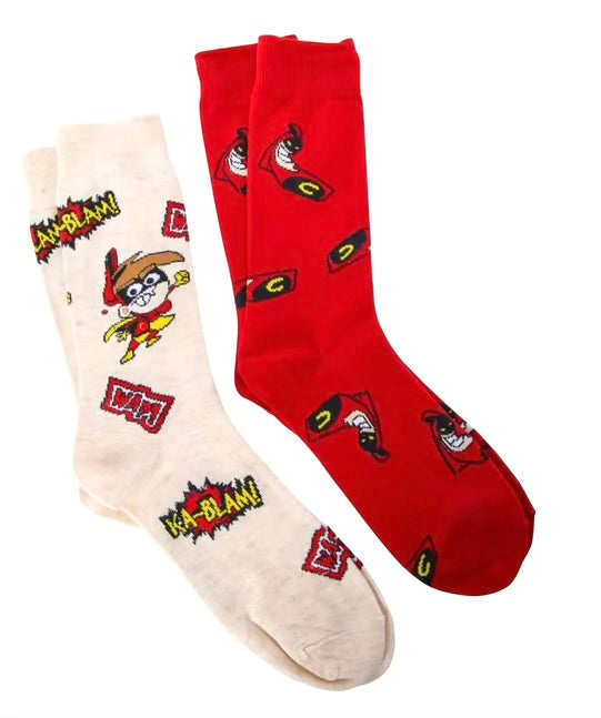 THE FAIRLY ODDPARENTS Men’s 2 Pair Of Socks TIMMY TURNER ‘WAP’ ‘KA-BLAM’ - Novelty Socks And Slippers