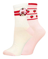 STRAWBERRY SHORTCAKE Ladies 2 Pair Of Socks STRAWBERRIES All Over