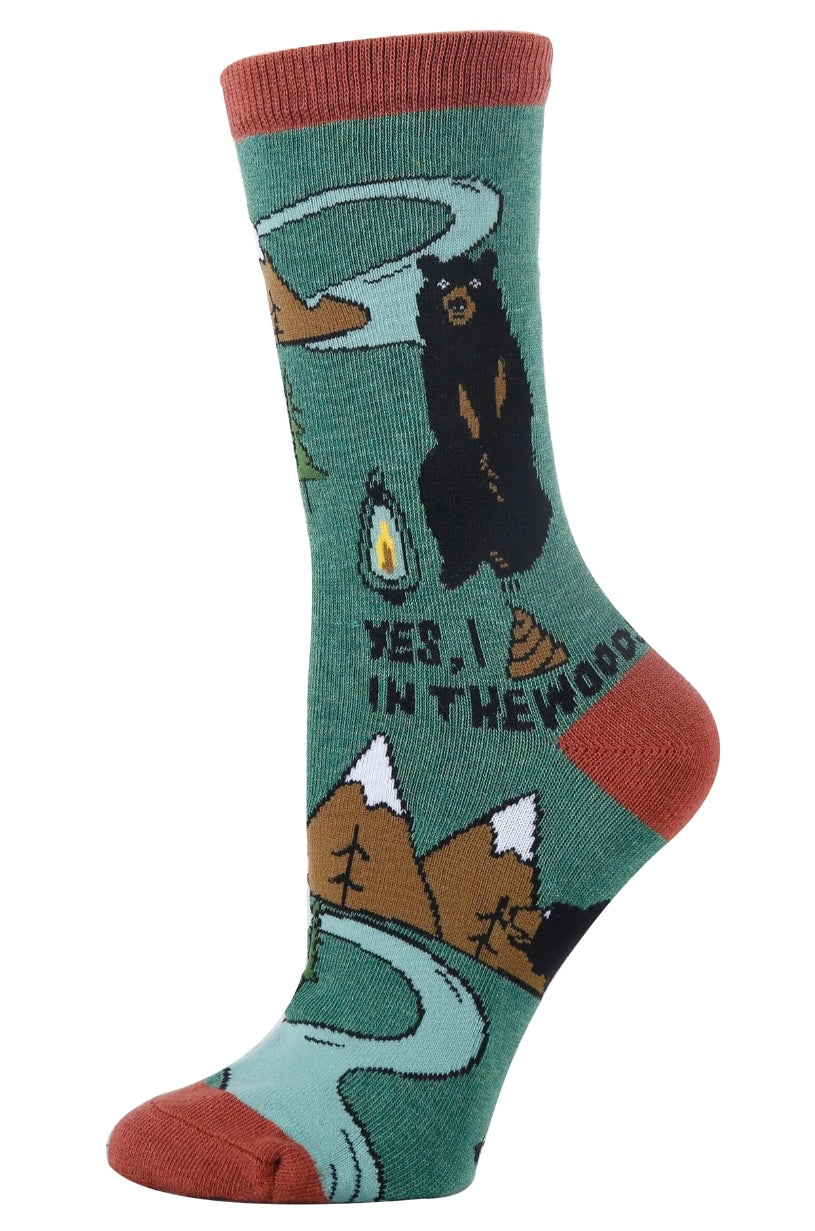 OOOH YEAH Brand Ladies BEAR NEEDS Socks ‘YES I SHIT IN THE WOODS’ (Choose Color) - Novelty Socks And Slippers