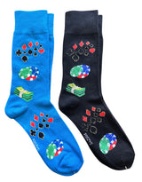 POKER CARD GAME MEN’S 2 PAIR OF SOCKS GAMBLING, CASINO FOOZYS BRAND - Novelty Socks And Slippers