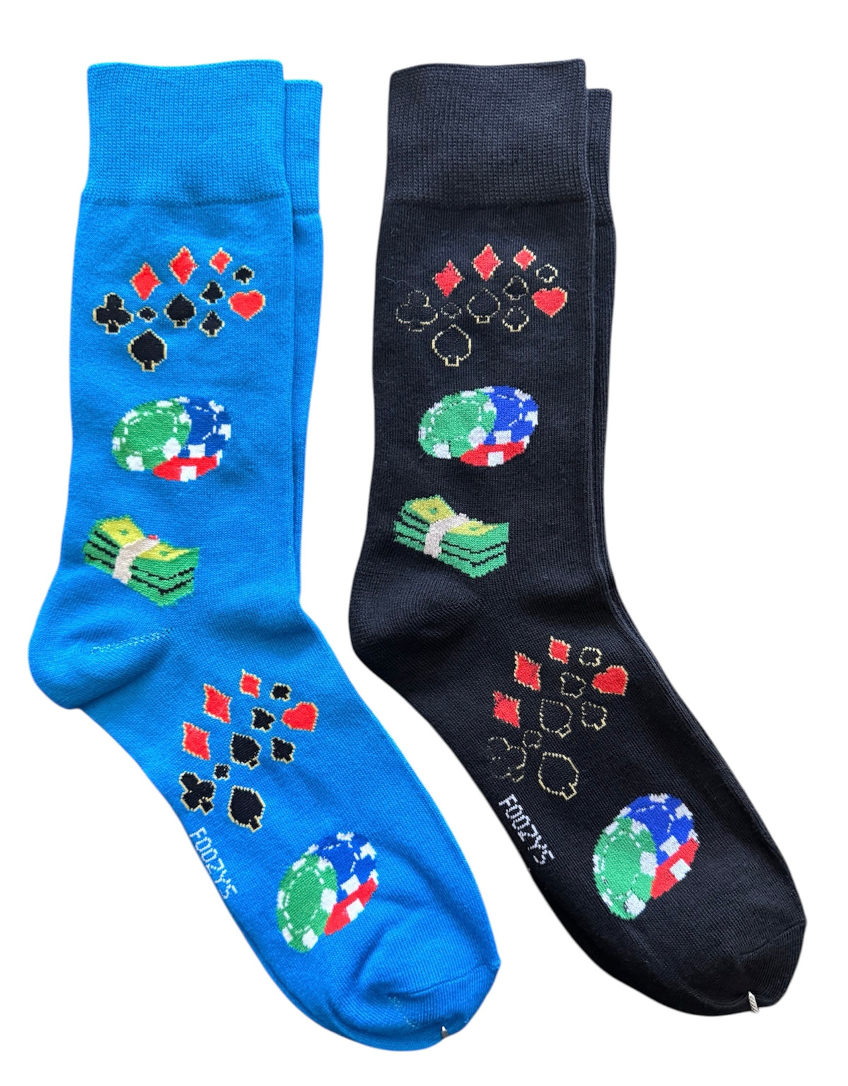 POKER CARD GAME MEN’S 2 PAIR OF SOCKS GAMBLING, CASINO FOOZYS BRAND - Novelty Socks And Slippers