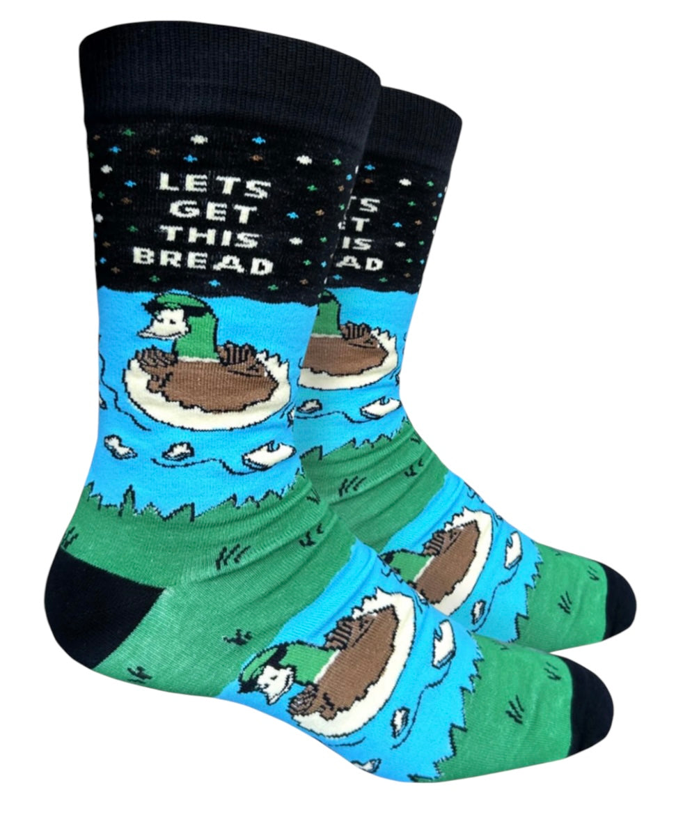 GROOVY THINGS Co. Brand Men’s MALLARD DUCK Socks LET’S GET THIS BREAD - Novelty Socks And Slippers