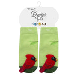 RED CARDINAL BIRD Unisex Baby Rattle Gripper Bottom Socks BOOGIE TOES Brand By PIERO Liventi - Novelty Socks And Slippers