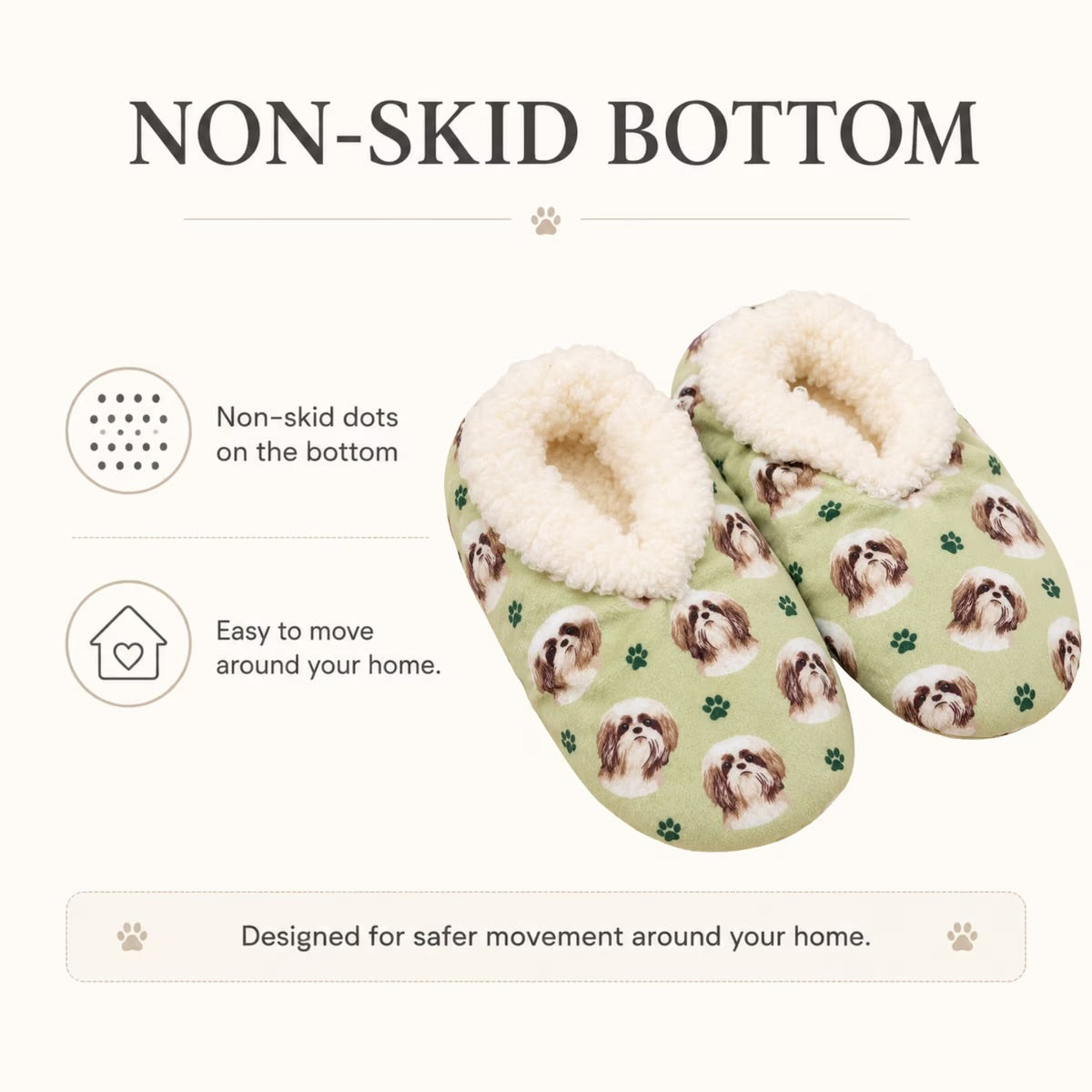 TAN SHIH TZU Dog Ladies Non-Slip Slippers COMFIES BRAND By E&S Pets