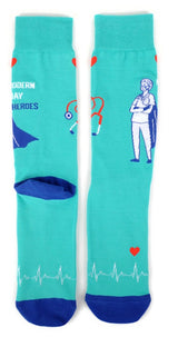 PARQUET Brand Unisex HEALTHCARE DOCTOR NURSE Socks ‘MODERN DAY HEROES’ (CHOOSE SIZE) - Novelty Socks And Slippers