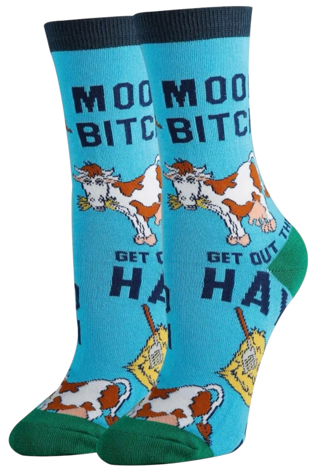 MOO BITCH GET OUT THE HAY Ladies SASSY COW Socks Oooh Yeah Brand - Novelty Socks And Slippers