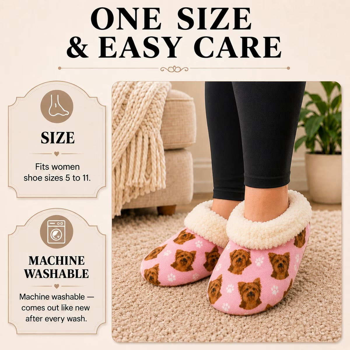 YORKIE Dog Ladies Non-Slip Slippers COMFIES BRAND By E&S Pets