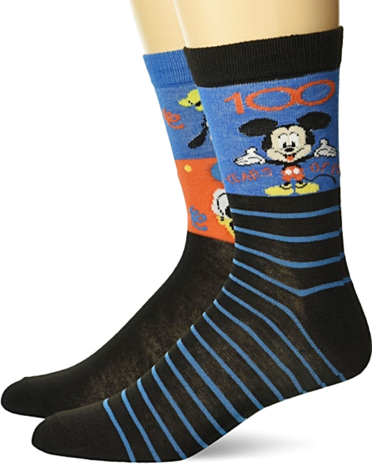DISNEY 100 Men’s 2 Pair Of Socks MICKEY, GOOFY, DONALD DUCK ‘CELEBRATE’ - Novelty Socks for Less