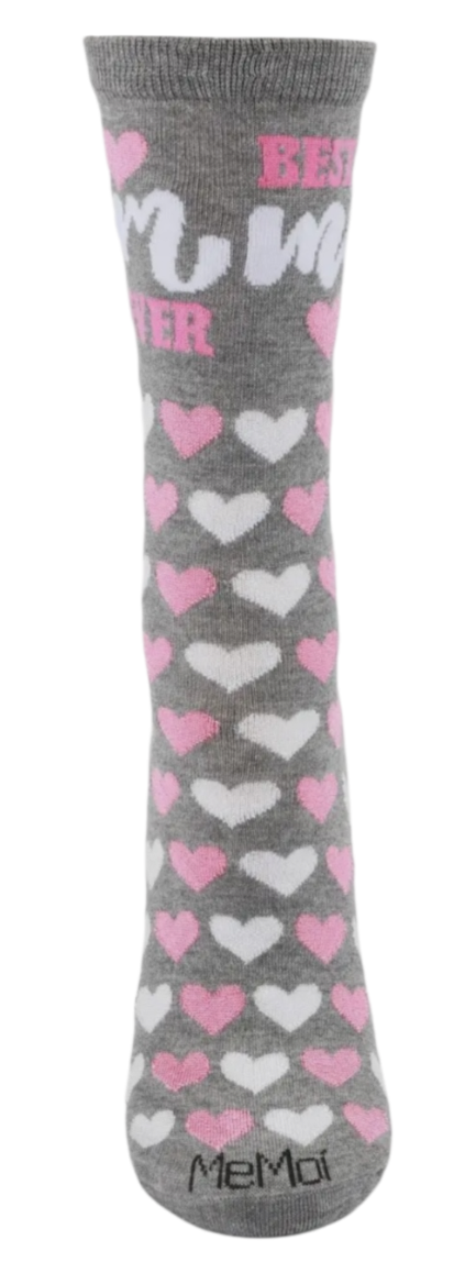 MeMoi Brand Ladies BEST MOM EVER Socks HEARTS ALL OVER - Novelty Socks And Slippers