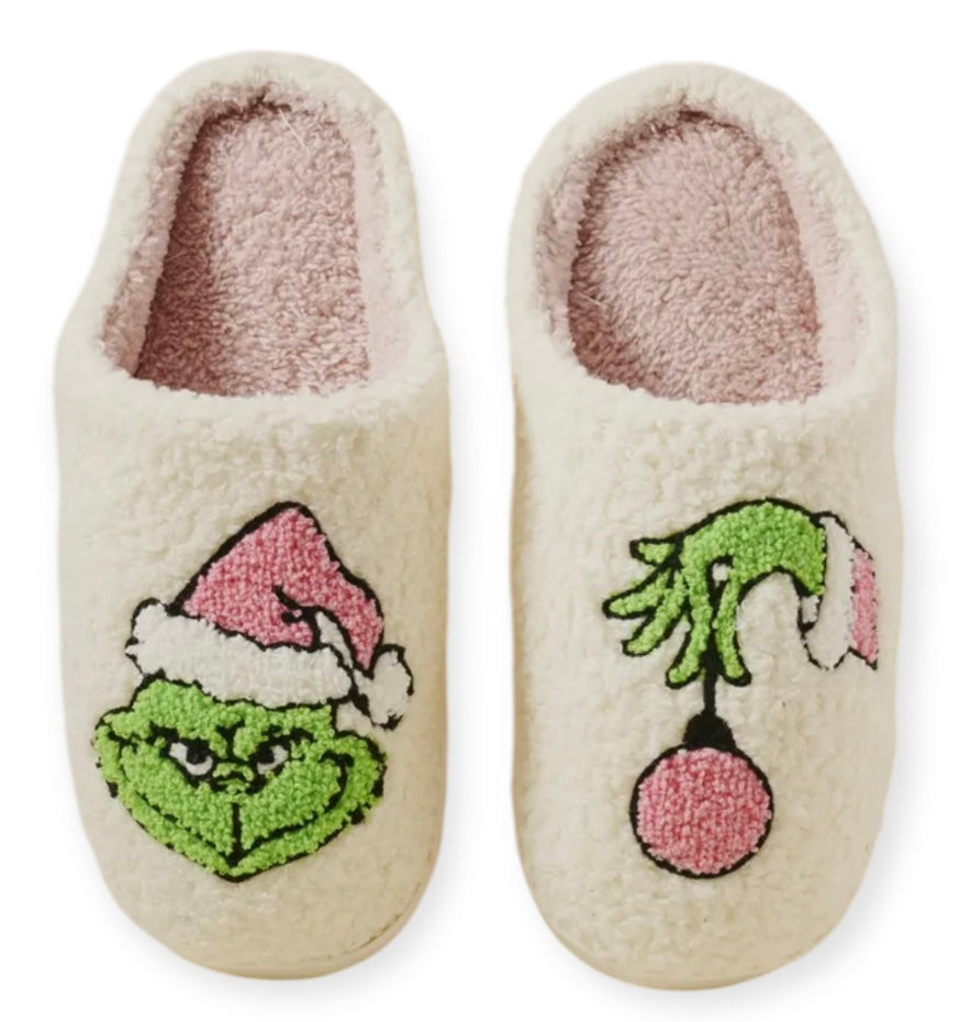 DR. SEUSS HOW THE GRINCH STOLE CHRISTMAS Ladies Slip On Slippers (Choose Size) - Novelty Socks And Slippers
