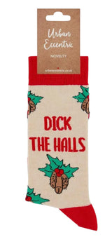 URBAN ECCENTRIC Unisex DICKS With HOLLY LEAVES CHRISTMAS Socks DICK THE HALLS - Novelty Socks And Slippers