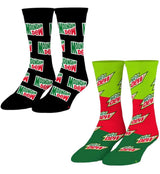 MOUNTAIN DEW SODA Unisex 2 Pair Of Socks ODD SOX Brand Size Large - Novelty Socks And Slippers