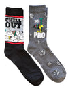 PEANUTS Men’s 2 Pair Of Socks SNOOPY & WOODSTOCK ‘CHILL OUT’ 'SKI PRO' - Novelty Socks And Slippers