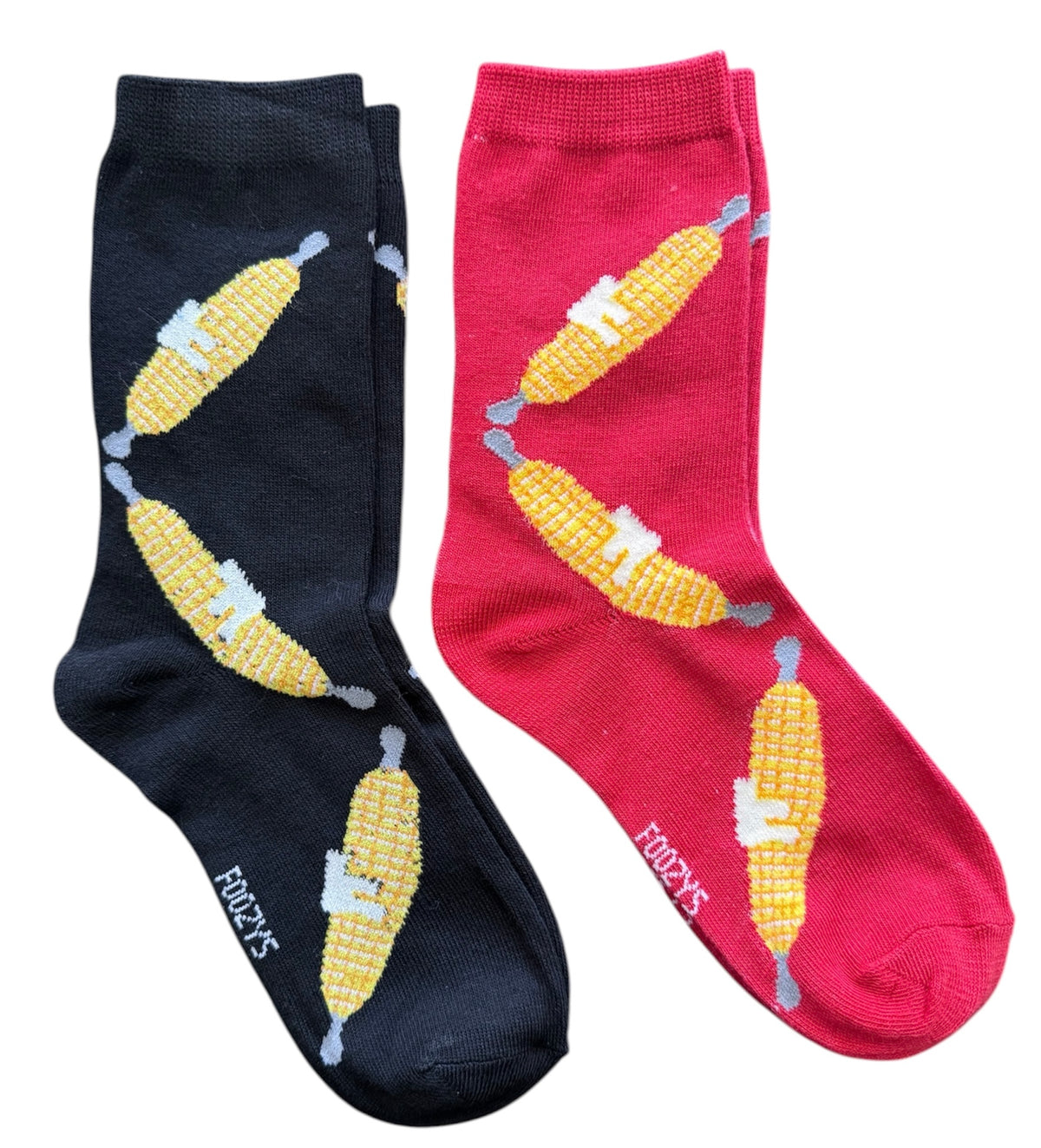 BUTTERED CORN ON THE COB Ladies 2 Pair Of Socks FOOZYS Brand - Novelty Socks And Slippers
