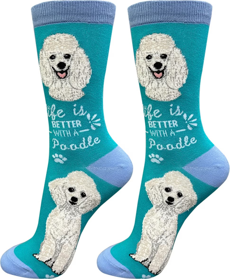 WHITE POODLE Dog Adult Unisex Socks By E&S Pets Choose Style