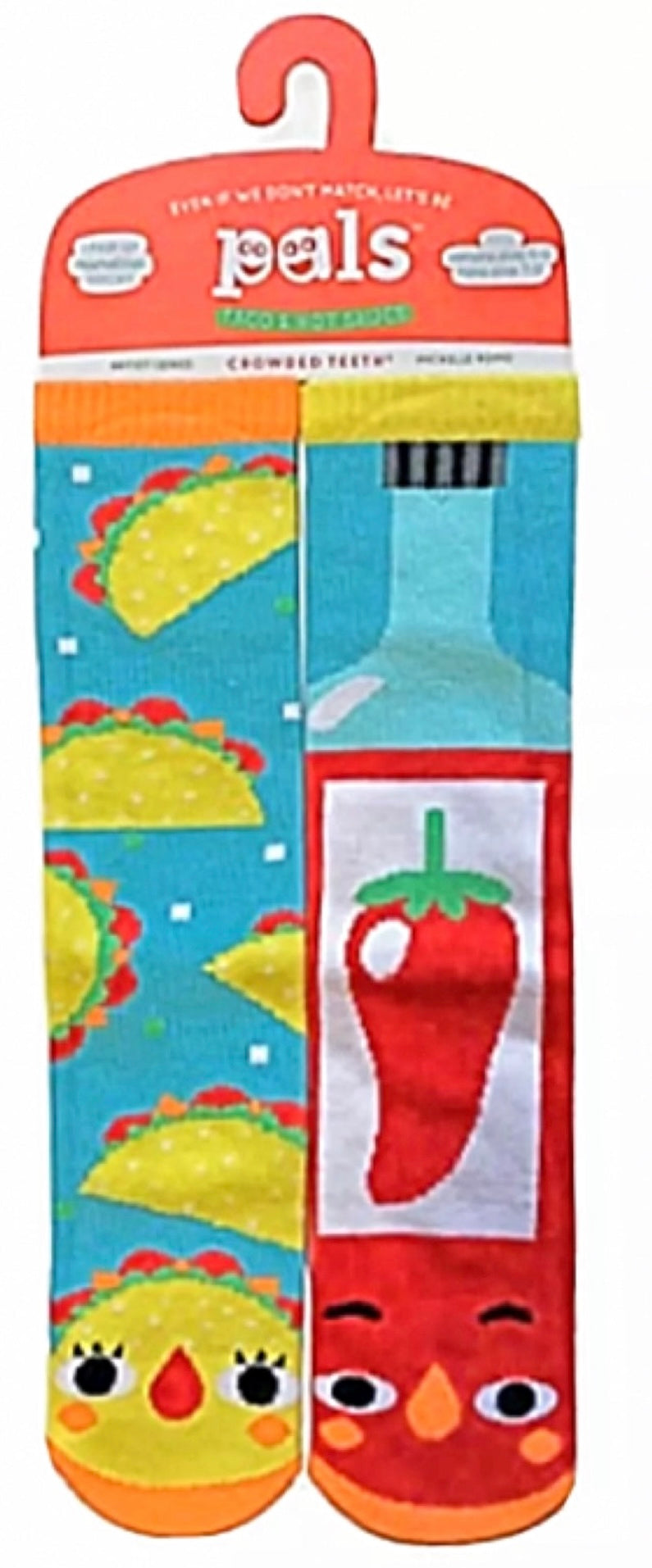 PALS SOCKS Brand Unisex TACO & HOT SAUCE Mismatched Gripper Bottom Socks (CHOOSE SIZE) - Novelty Socks And Slippers