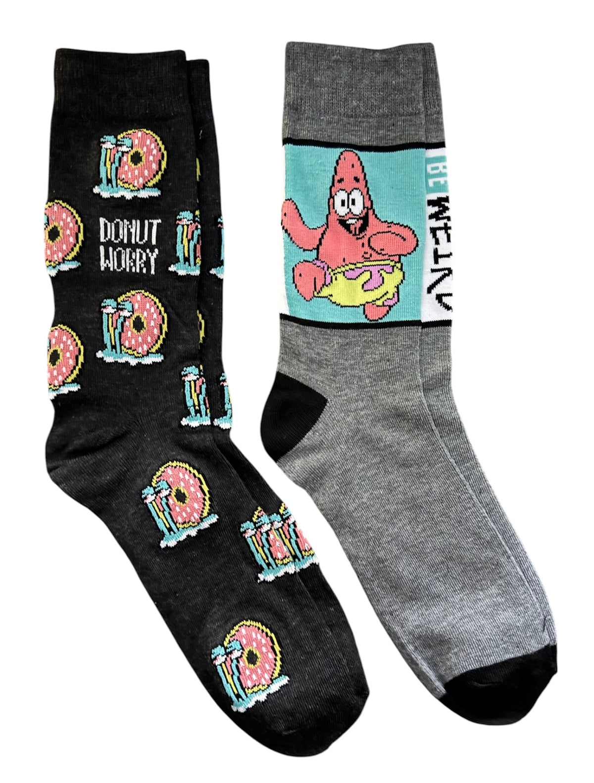 SPONGEBOB SQUAREPANTS Men’s 2 Pair Of Socks Gary ‘DONUT WORRY’ Patrick ‘BE WEIRD’