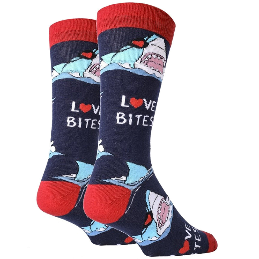 LOVE BITES Men’s Shark Socks OOOH GEEZ Brand SHARKS & HEARTS