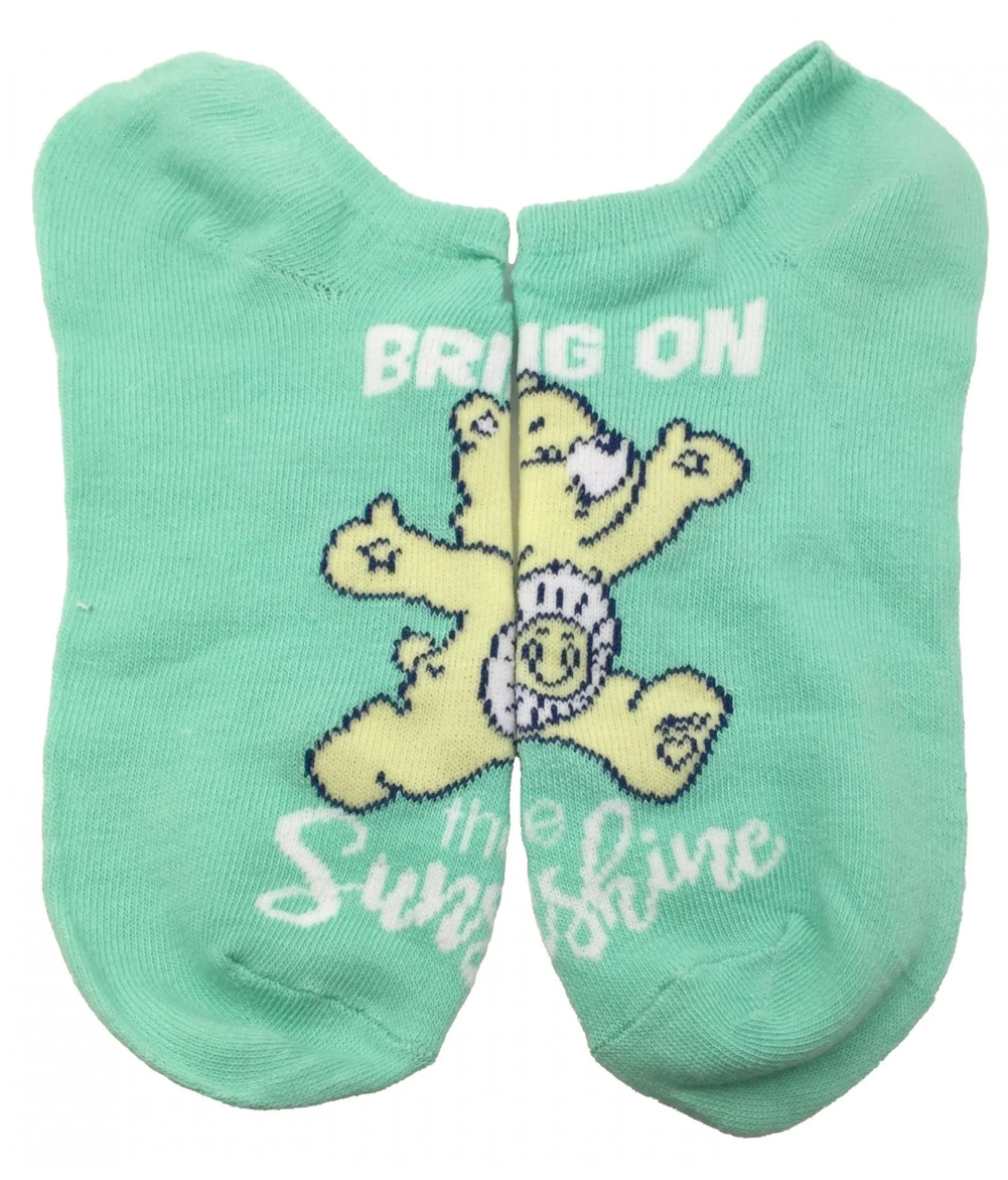 CARE BEARS Ladies 5 Pair Of No Show Socks ‘FOCUS ON THE GOOD’ - Novelty Socks And Slippers