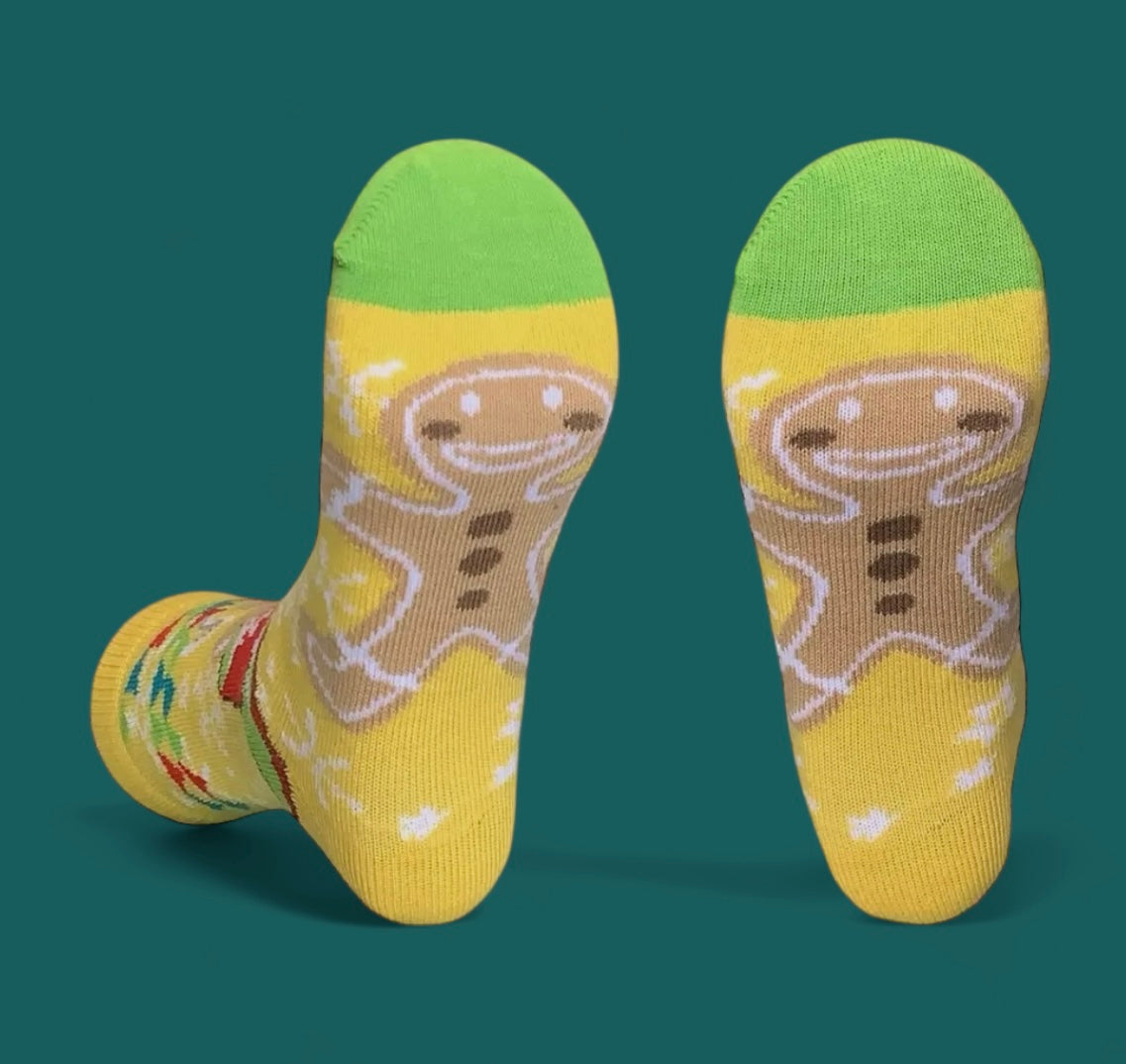 GINGERBREAD MAN Unisex Kids Christmas Socks (Choose Size) Sock Panda Brand - Novelty Socks And Slippers