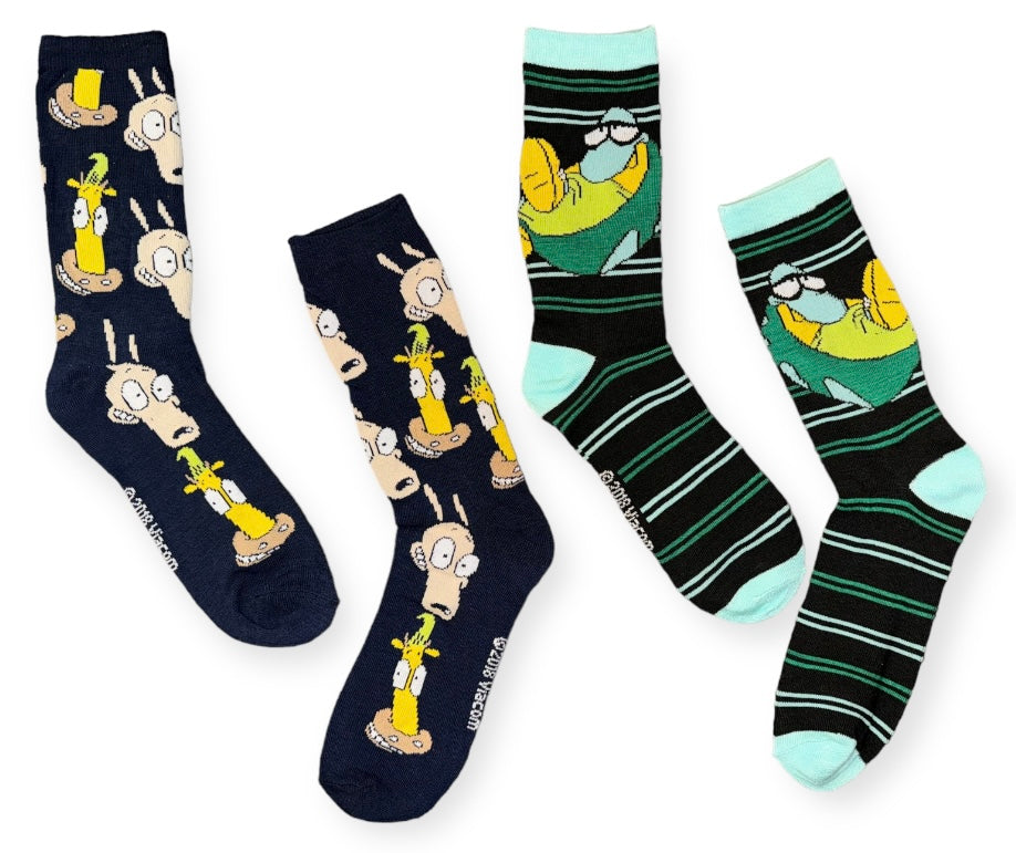 ROCKO’S MODERN LIFE Men’s 2 Pair Of Socks FILBURT SHELLBACH, HEFFER WOLFE - Novelty Socks And Slippers