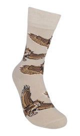 GREAT HORNED OWL Adult Unisex Socks FUNATIC Brand Owls All Over - Novelty Socks And Slippers