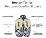BOSTON TERRIER Dog Ladies Non-Slip Slippers COMFIES BRAND By E&S Pets - Novelty Socks And Slippers