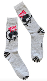 SEGA GENESIS Men’s Crew Socks With CONTROLLERS 16-BIT, Yeah I’m A Player (Choose Style)