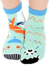 PALS SOCKS Brand Unisex ROBOT & ALIEN Mismatched Gripper Bottom Socks (CHOOSE SIZE) - Novelty Socks for Less