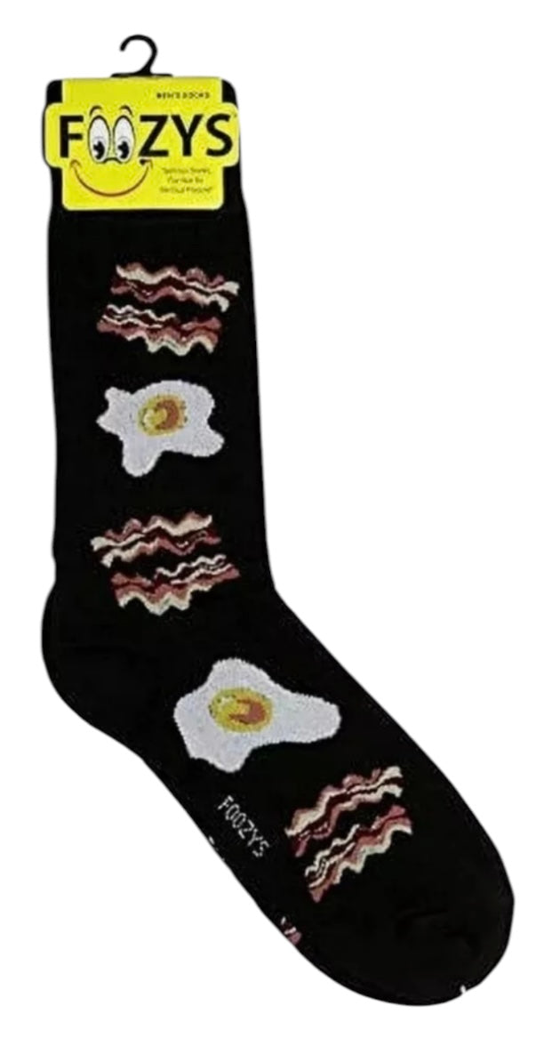FOOZYS Brand Men’s BACON & EGGS Socks - Novelty Socks And Slippers