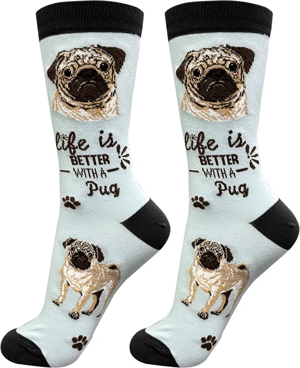 PUG DOG Adult Unisex Socks By E&S Pets Choose Style