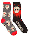 FRIDAY THE 13th LADIES 2 Pair Of HALLOWEEN SOCKS JASON & BLOOD SPLATTER (Choose Style)