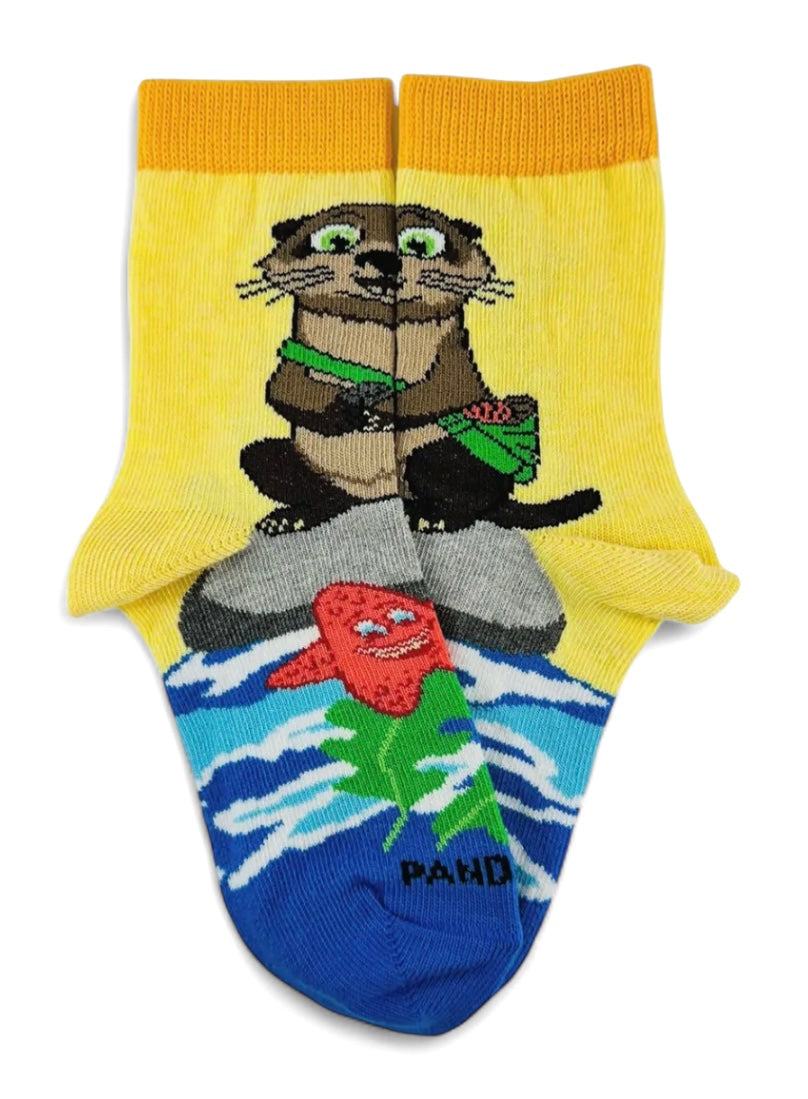 OTTER ON A ROCK Kids Unisex Socks (Choose Size) Sock Panda Brand - Novelty Socks And Slippers