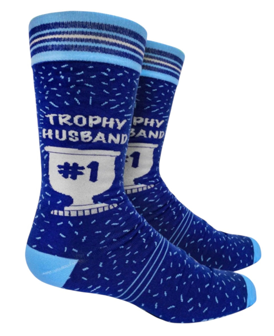 GROOVY THINGS Co. Brand Men’s TROPHY HUSBAND Socks - Novelty Socks And Slippers