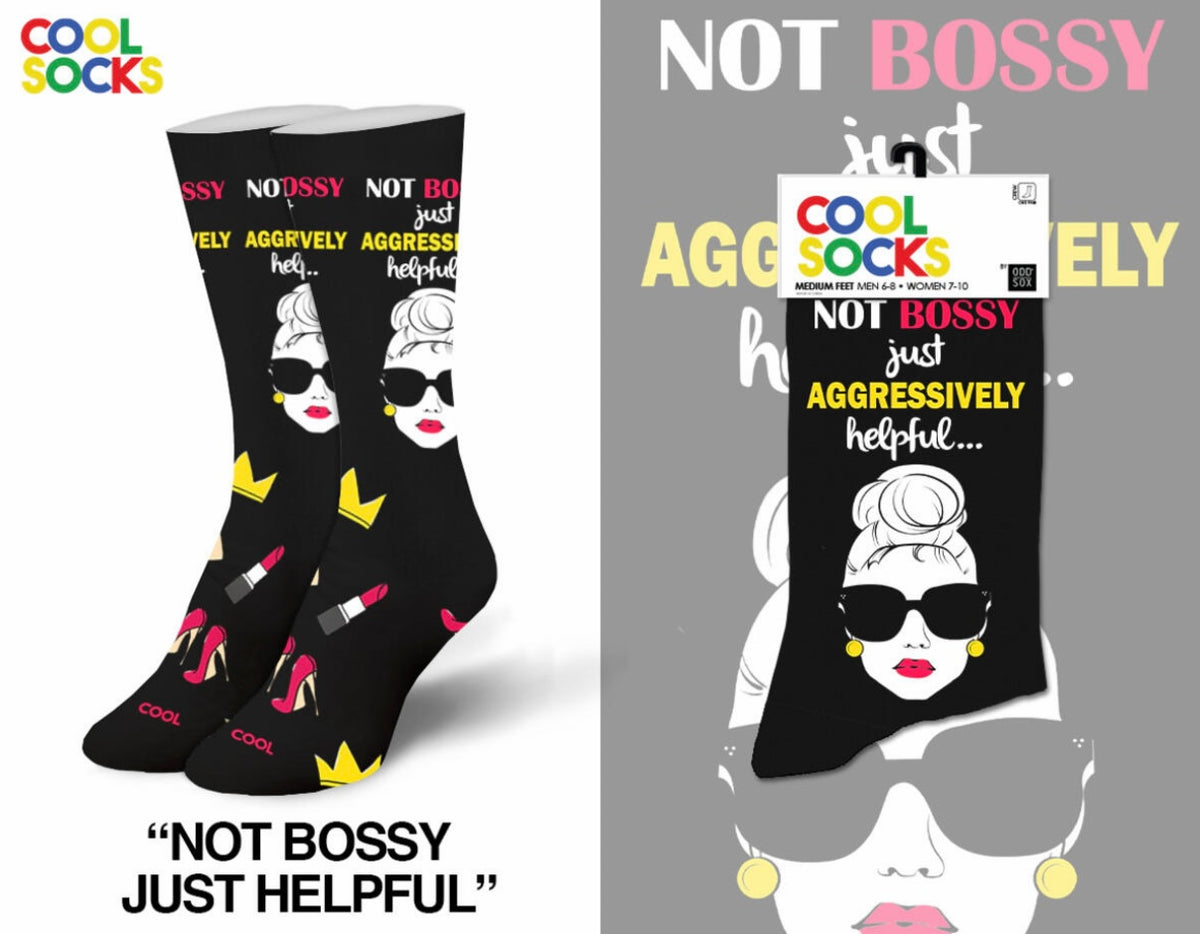 COOL SOCKS Brand Unisex NOT BOSSY JUST AGGRESSIVELY HELPFUL Socks - Novelty Socks And Slippers