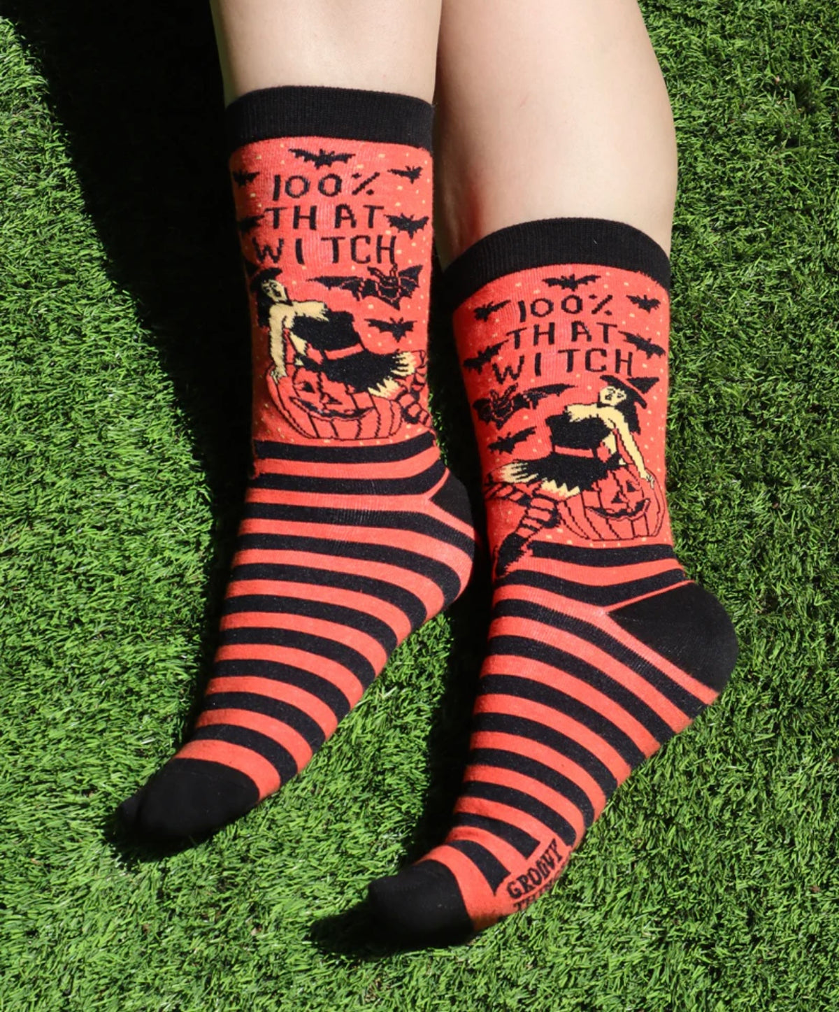 GROOVY THINGS Brand Ladies HALLOWEEN Socks ‘100% THAT WITCH’ - Novelty Socks And Slippers