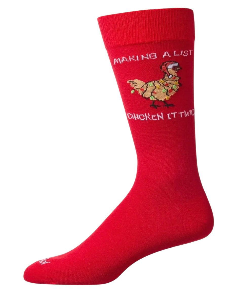 MAKING A LIST CHICKEN IT TWICE Men’s CHRISTMAS CHICKEN Socks MeMoi Brand - Novelty Socks And Slippers