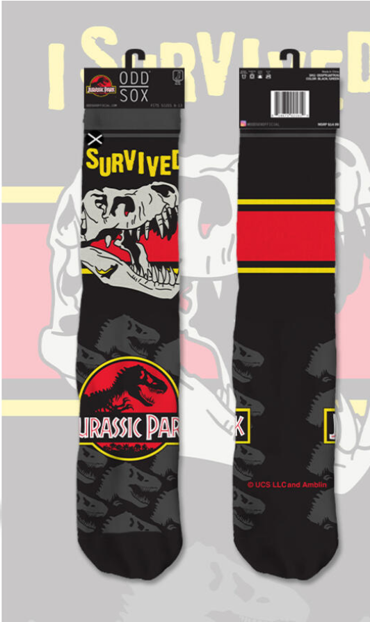 JURASSIC PARK Men’s Socks ODD SOX Brand ‘I SURVIVED JURASSIC PARK’ - Novelty Socks And Slippers
