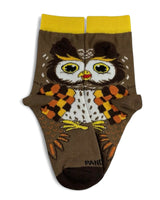 CUTE OWL With 3-D Ears Kids Unisex Socks By Sock Panda Brand - Novelty Socks And Slippers