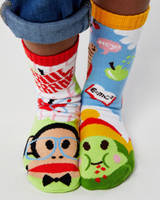 JULIUS The Monkey & SAM The Grub UNISEX TODDLER & KIDS Mismatched Gripper Bottom Socks PALS SOCKS Brand (CHOOSE SIZE) By PAUL FRANK - Novelty Socks And Slippers