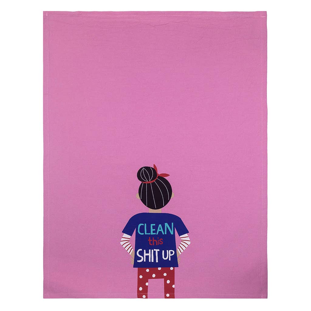 CLEAN THIS SHIT UP Kitchen Tea Towel FUNATIC Brand - Novelty Socks And Slippers
