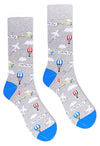 PARQUET Brand Men’s AIRPLANES & HOT AIR BALLOONS Socks ‘YOU’RE FLY’ - Novelty Socks And Slippers