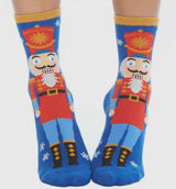 CHRISTMAS NUTCRACKER Ladies Non-Skid Slipper Socks FOOT TRAFFIC Brand - Novelty Socks And Slippers