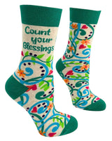 FABDAZ Brand Ladies COUNT YOUR BLESSINGS Socks - Novelty Socks And Slippers