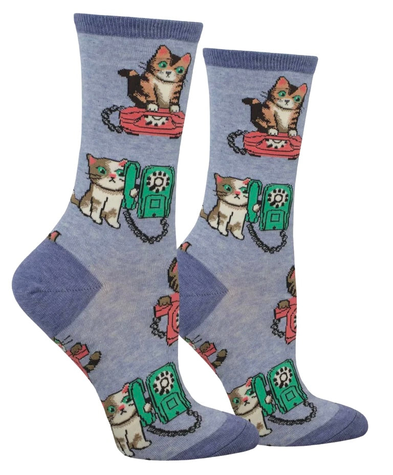 CAT CALLS Ladies CATS & TELEPHONES Socks SOCKSMITH Brand